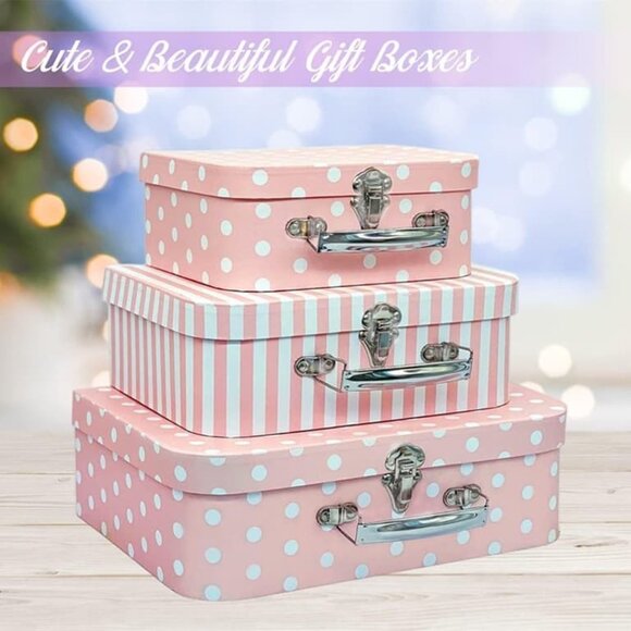 NEW Set of 3 Paperboard Suitcases Decorative Boxes, Compatible with Storage - Picture 3 of 9